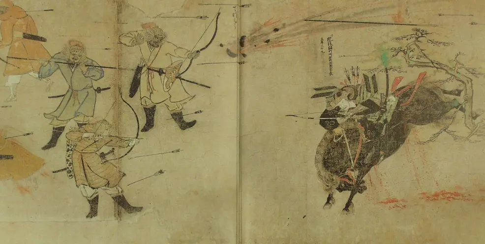 Shell from Mongol Army exploding in the battlefield