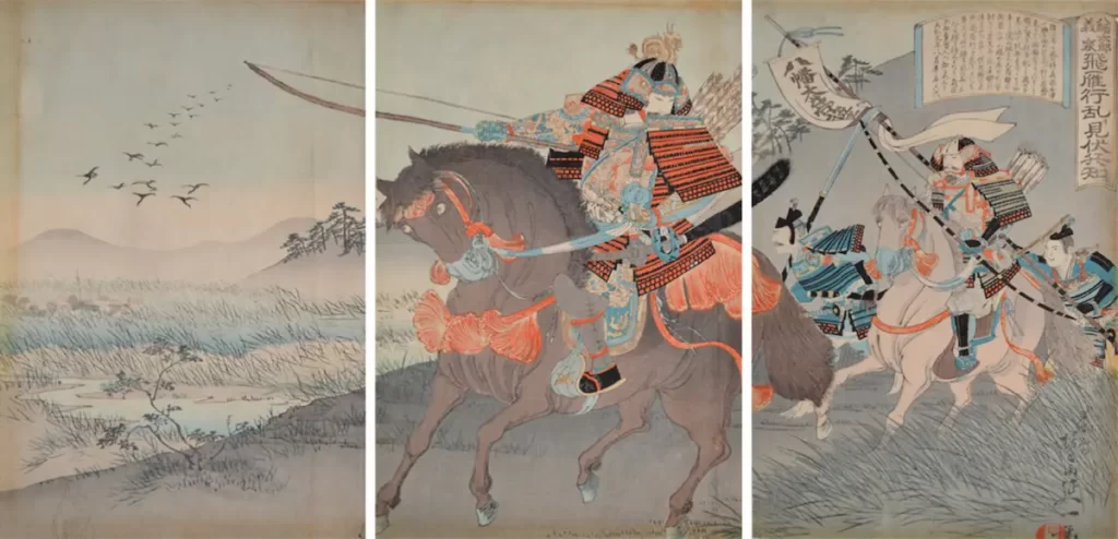 Minamoto no Yoshiie foresaw an ambush by watching the flight of geese