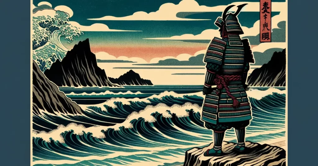 A samurai looking at a vast sea