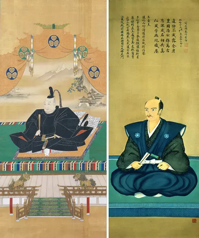 Leader of Eastern Forces, Tokugawa Ieyasu (left) and Leader of Western Forces, Ishida Mitsunari (right)