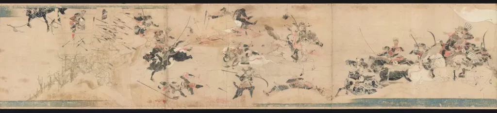 Minamoto no Yoshiie's army attacking a stockade