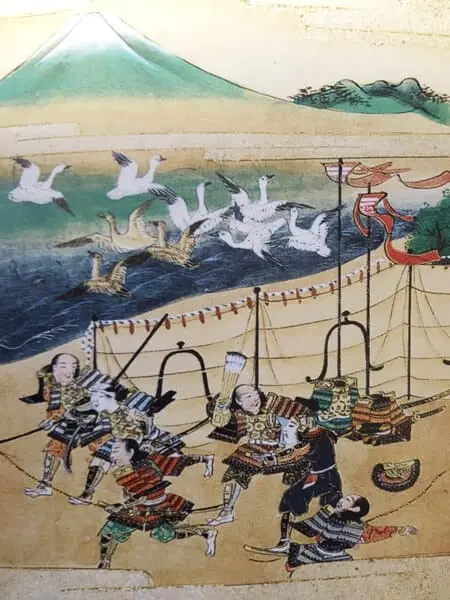 Taira army retreating at Battle of Fuji-gawa